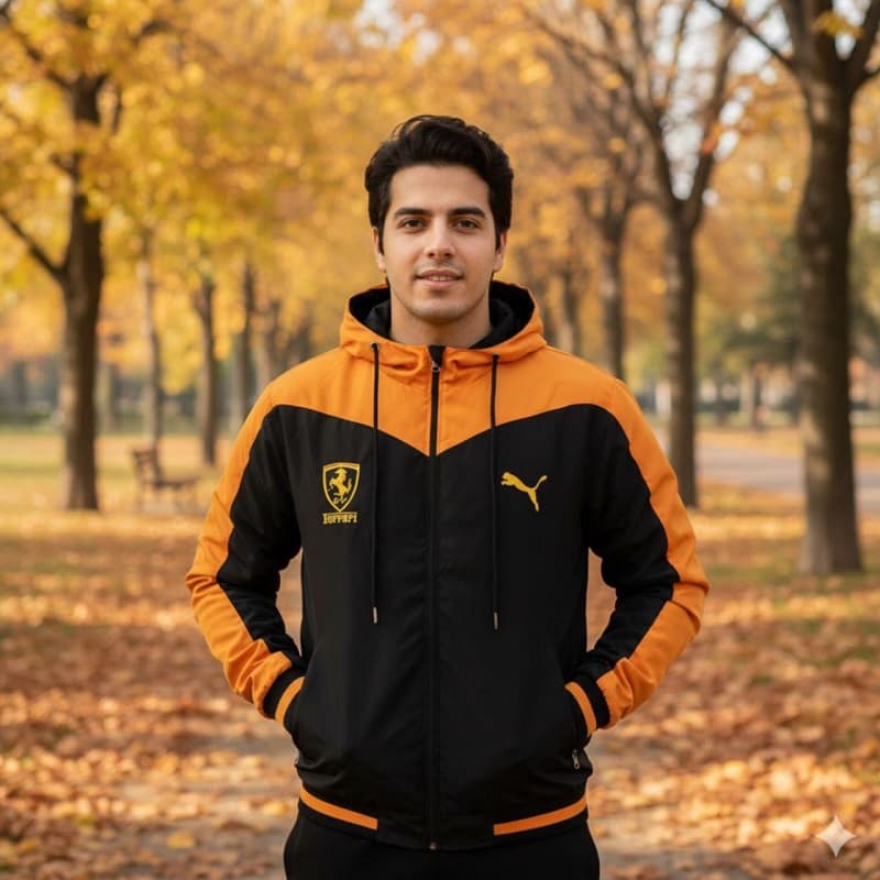 کاپشن مشکی زرد مردانه مدل Ferrari