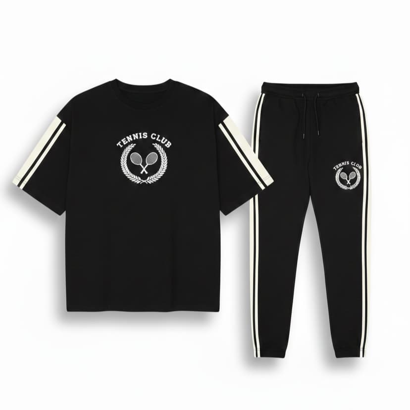 ست تیشرت و شلوار مردانه مدل Tennis Club-مشکی