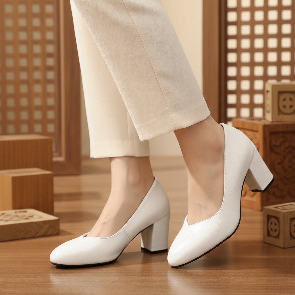 کفش مجلسی زنانه پاشنه 7 سانتی مدل روژان-سفید