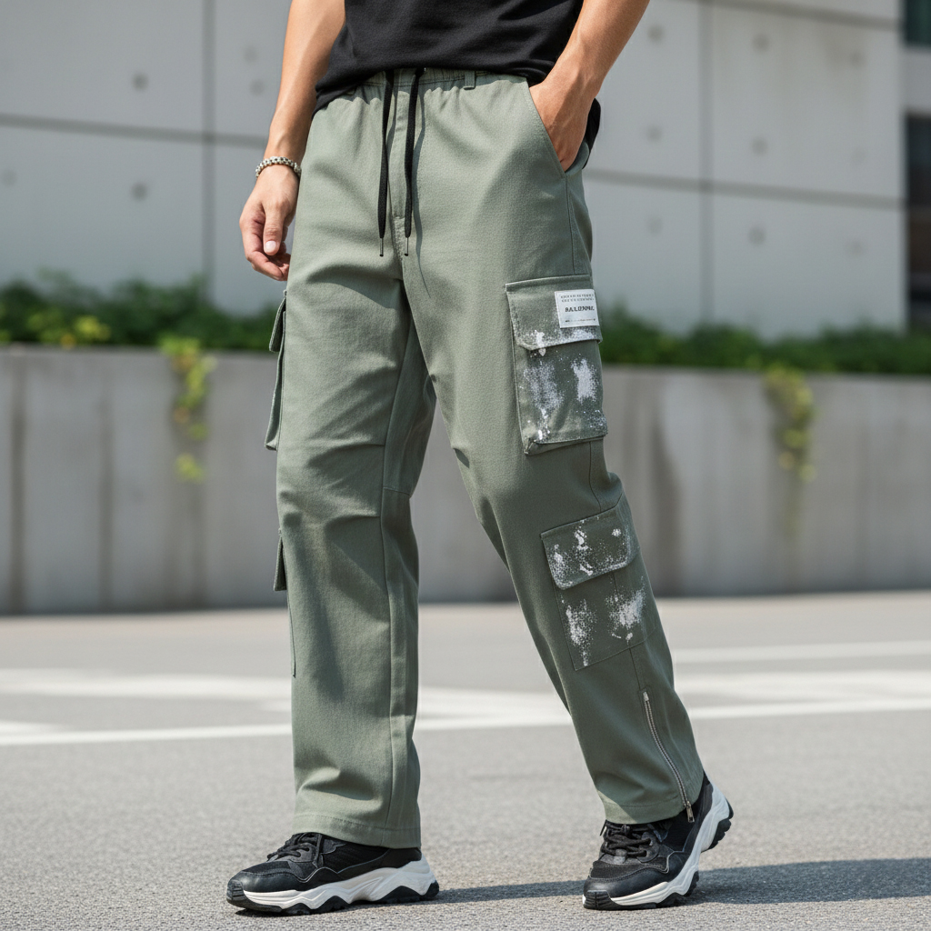 شلوار کارگو شش جیب پایین زیپ مدل sami-سبز